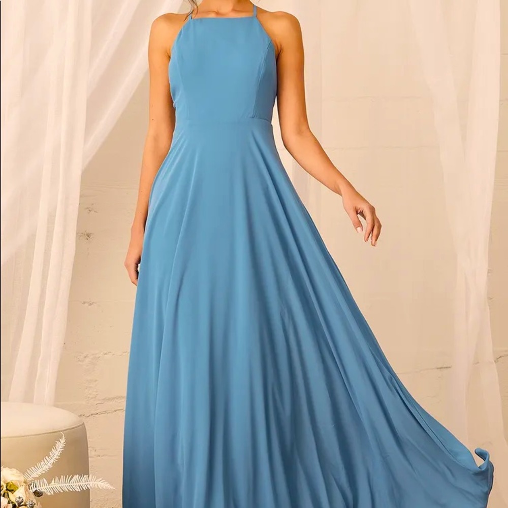 Lulu’s Mythical Kind of Love Slate Blue Maxi Dress